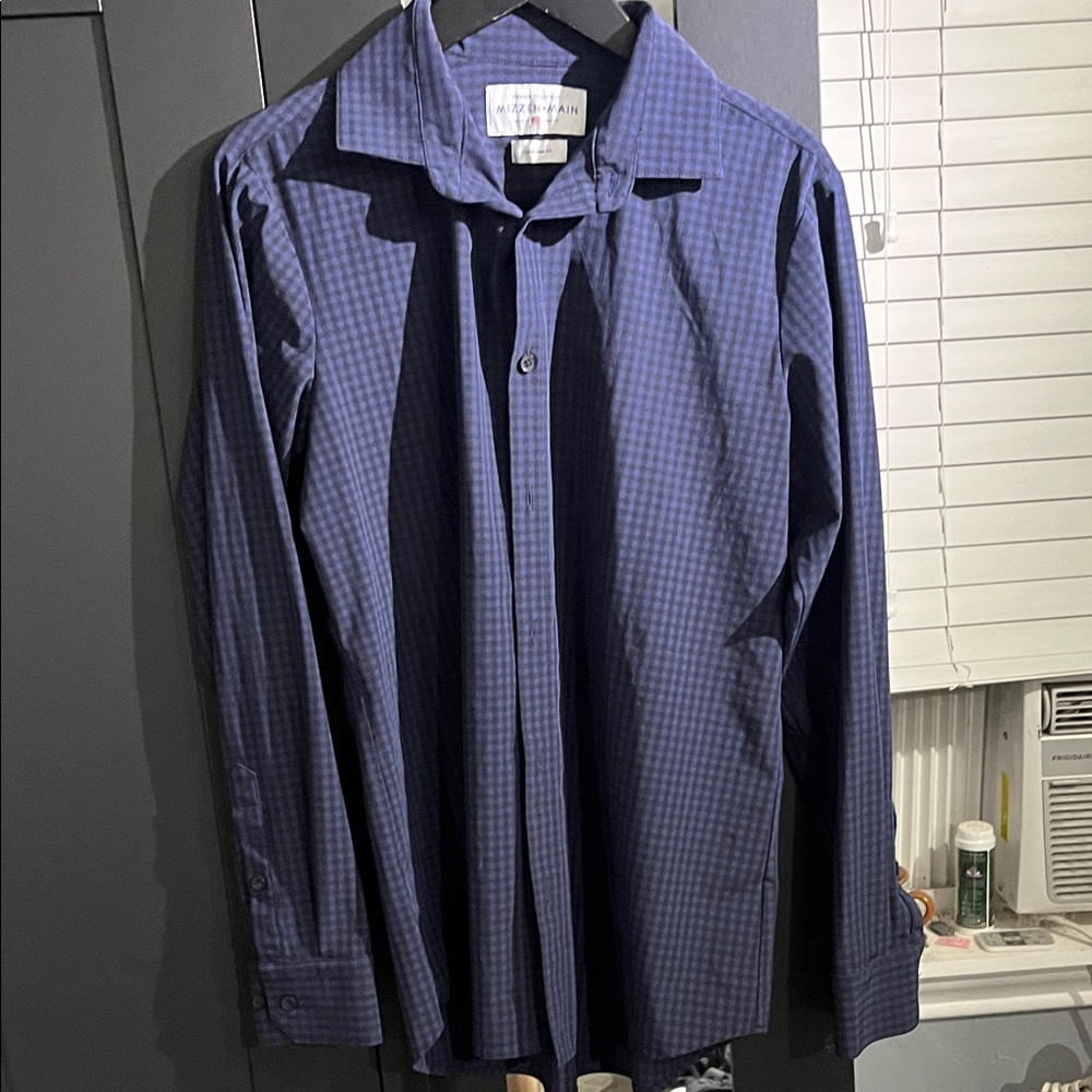 mizzen + main  Men's Blue Checkered Shirt